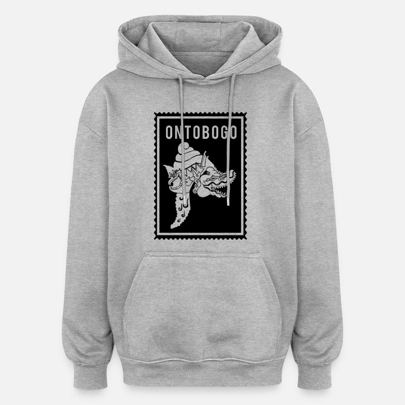 Ontobogo - Wayang - Sweat à capuche oversize unisexe - gris chiné