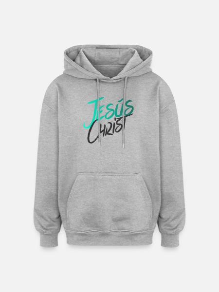 Jesus Christus Jesus Christus - Oversized Unisex Hoodie - Grau meliert