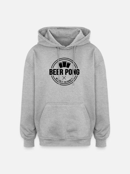 Beer Pong Logo V - Oversized Unisex Hoodie - heather grey