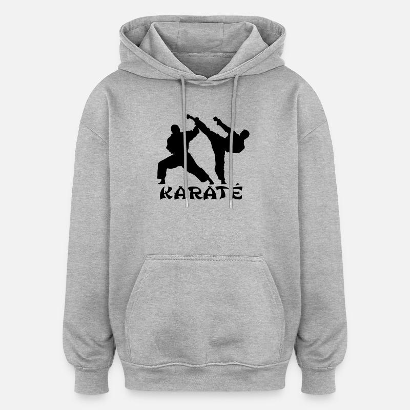 karate_1 - Sweat à capuche oversize unisexe - gris chiné