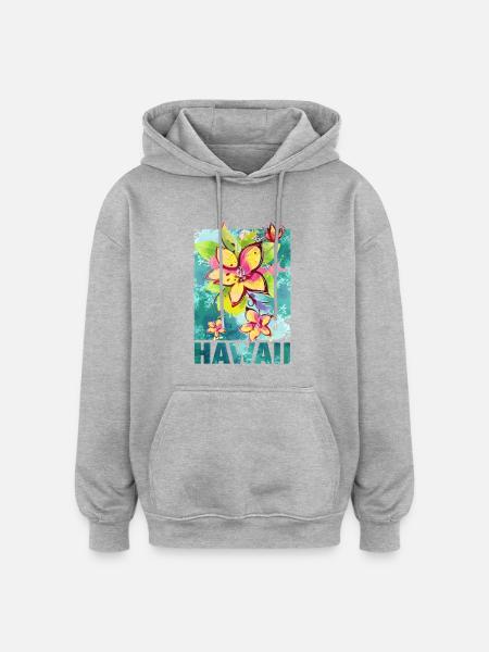 Hawaii Blume Orchidee Aloha - Oversized Unisex Hoodie - Grau meliert