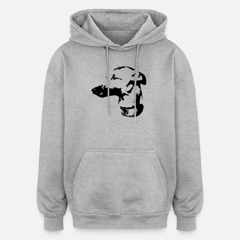 Tête de whippet - Sweat à capuche oversize unisexe - gris chiné