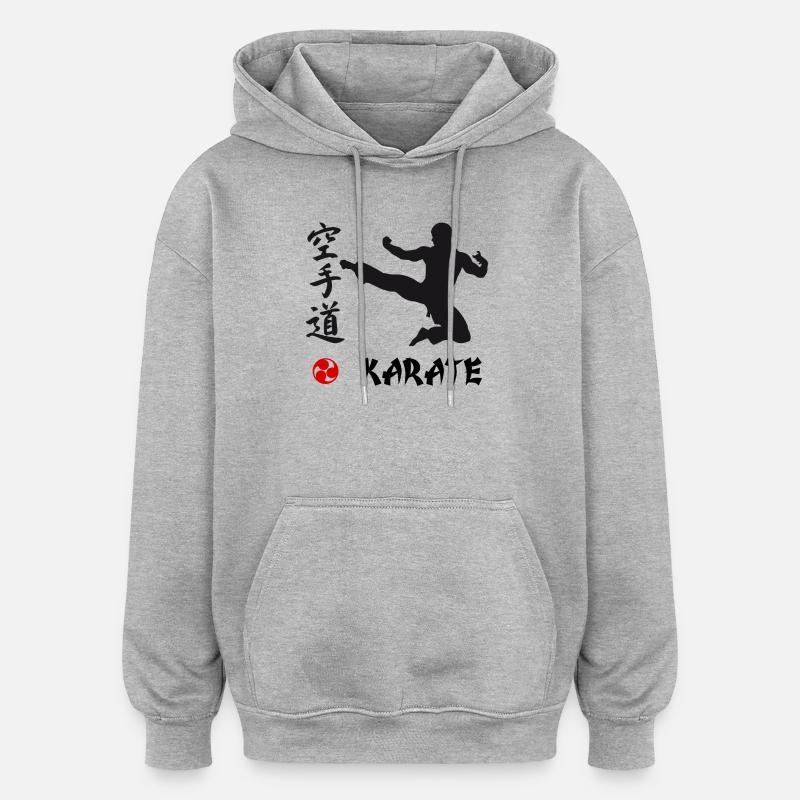 Karaté noir - Sweat à capuche oversize unisexe - gris chiné