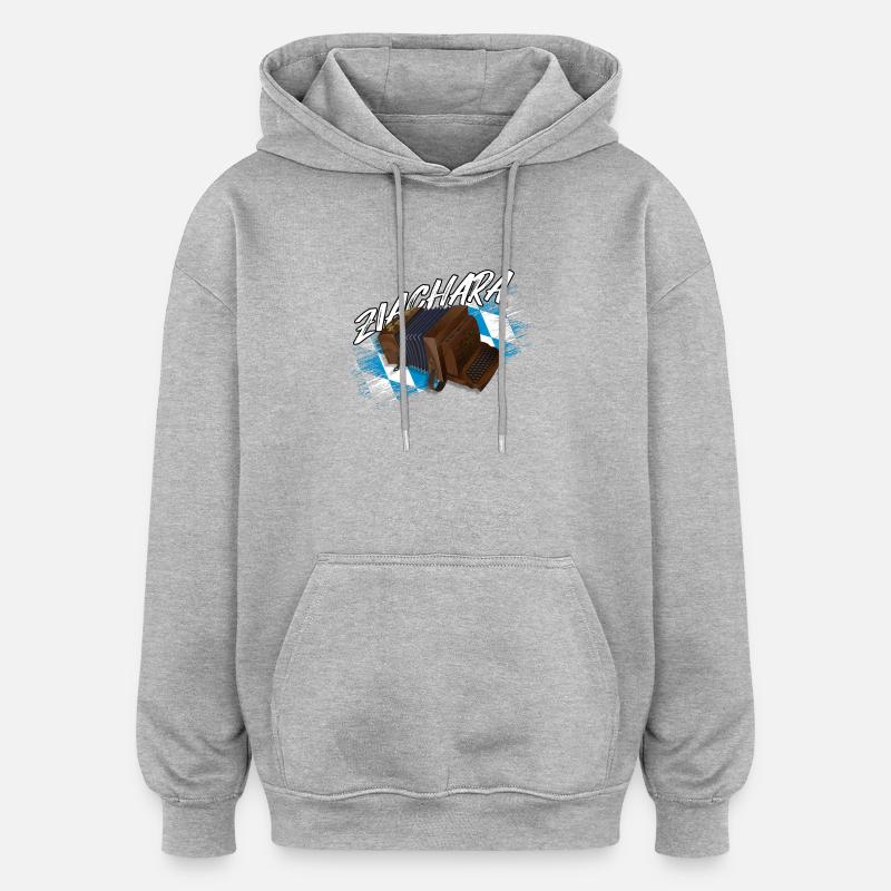 Zichara - Jouer de l’harmonica bavière | ZiachON ! - Sweat à capuche oversize unisexe - gris chiné