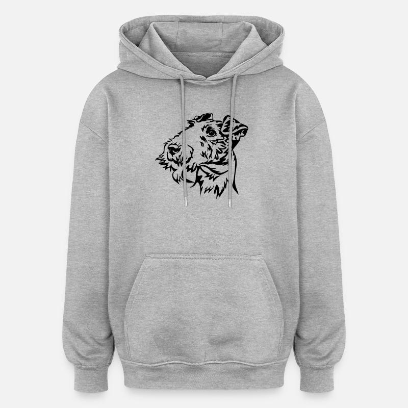 Tête de Fox terrier - Sweat à capuche oversize unisexe - gris chiné