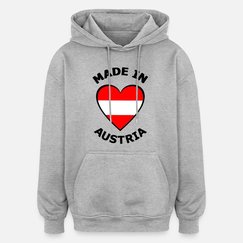 Fabriqué en Autriche - Sweat à capuche oversize unisexe - gris chiné