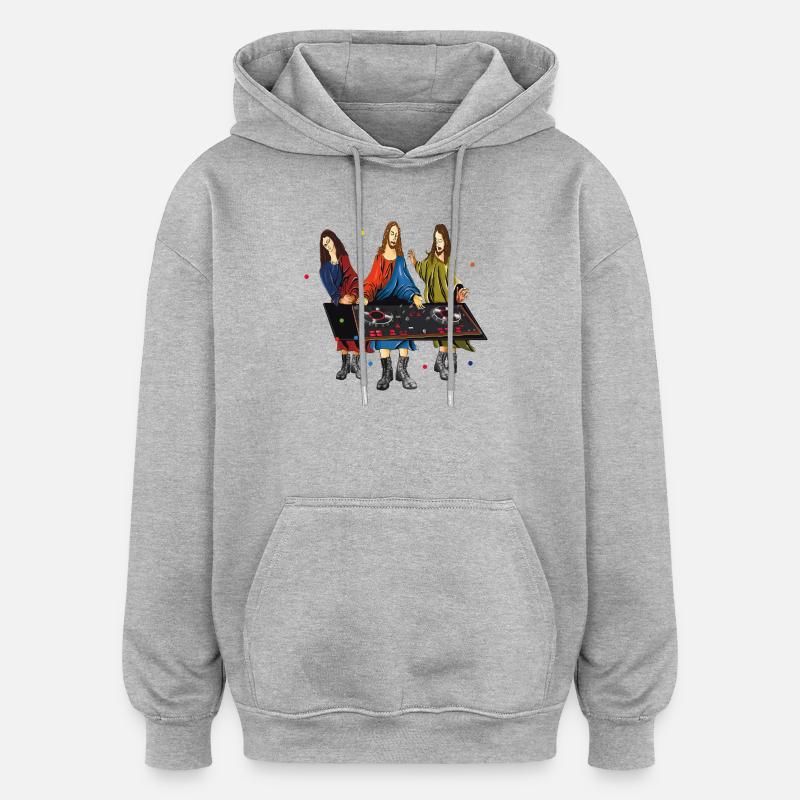 DJ Jésus - Sweat à capuche oversize unisexe - gris chiné