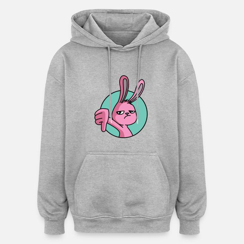 Hase Daumen Runter - Oversized Unisex Hoodie - Grau meliert