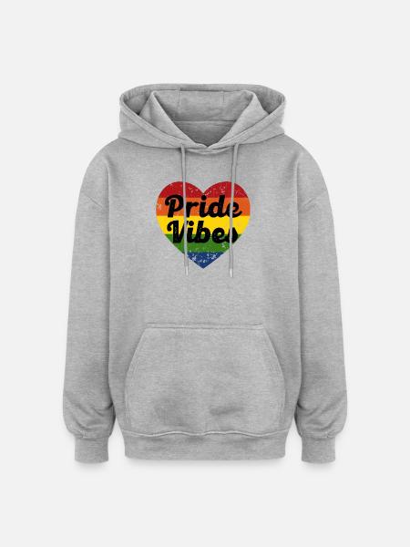 Pride Vibes Herz-Design - Oversized Unisex Hoodie - Grau meliert