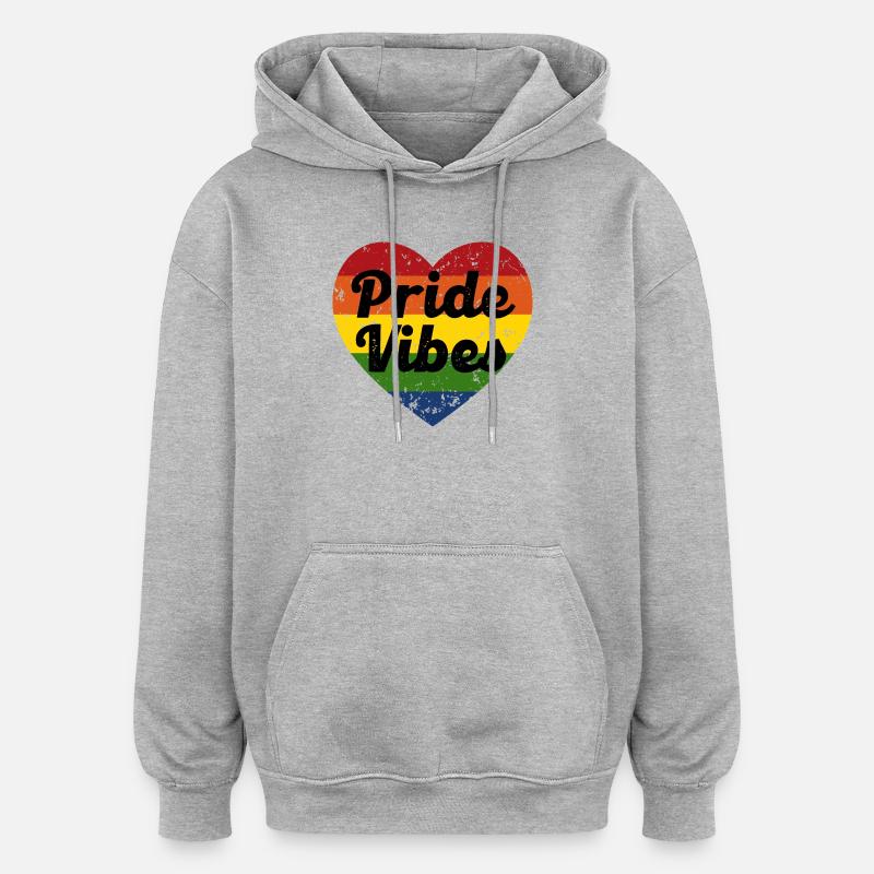 Pride Vibes Herz-Design - Oversized Unisex Hoodie - Grau meliert