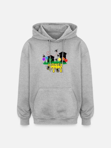 Honiggewächshäuser oder Bienenstöcke mit Bienen - Oversized Unisex Hoodie - Grau meliert