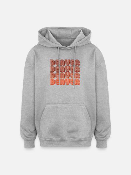 Denver Retro Block Font - Oversized Unisex Hoodie - heather grey