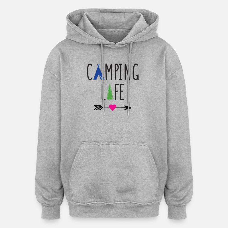 Vie de camping - Sweat à capuche oversize unisexe - gris chiné