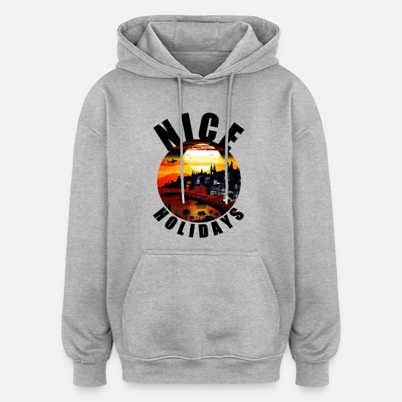 NICE - Sweat à capuche oversize unisexe - gris chiné