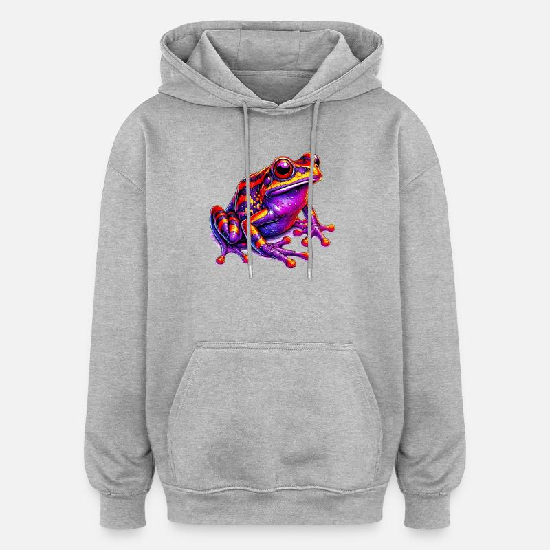 Frosch - Oversized Unisex Hoodie - Grau meliert