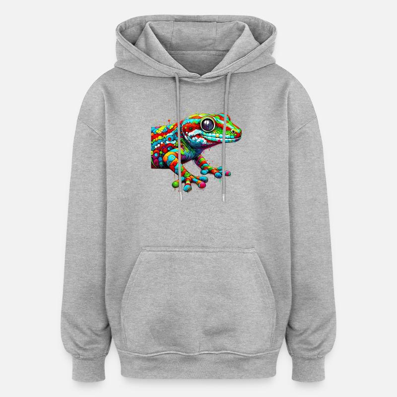 Gecko - Sweat à capuche oversize unisexe - gris chiné