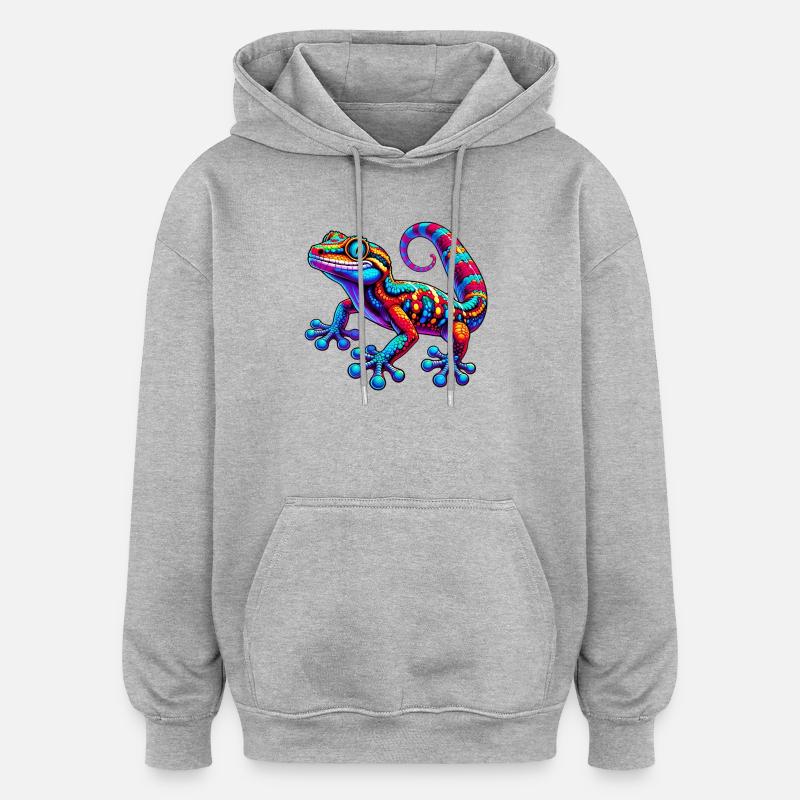 Gecko - Sweat à capuche oversize unisexe - gris chiné