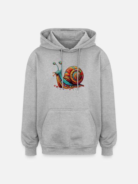Escargot - Sweat à capuche oversize unisexe - gris chiné