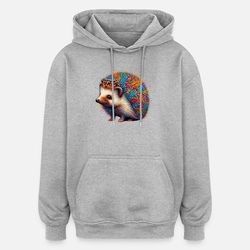 Hedgehog - Oversized Unisex Hoodie - heather grey