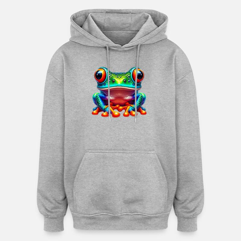 Frosch - Oversized Unisex Hoodie - Grau meliert