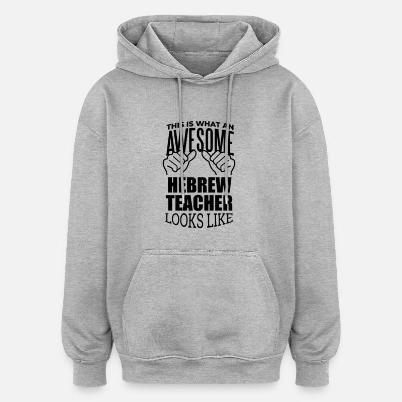 Hébreu - Sweat à capuche oversize unisexe - gris chiné
