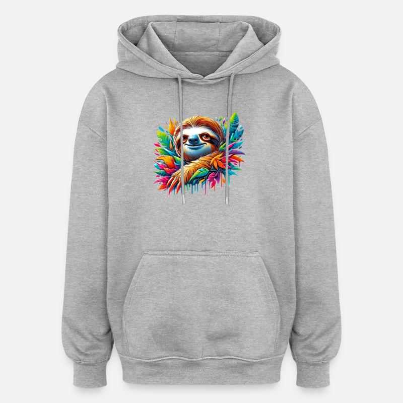 Faultier - Oversized Unisex Hoodie - Grau meliert
