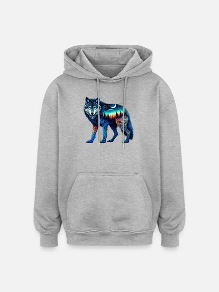 Loup - Sweat à capuche oversize unisexe - gris chiné