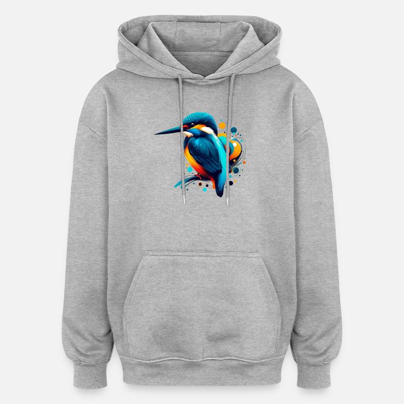 Martin-pêcheur - Sweat à capuche oversize unisexe - gris chiné