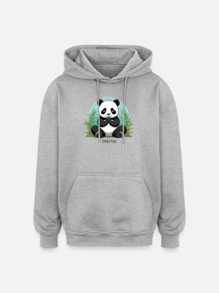 Inner Peace – Meditating Panda - Oversized Unisex Hoodie - heather grey