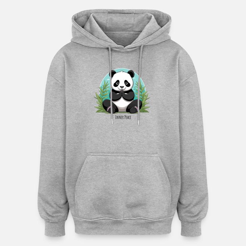 Inner Peace – Meditating Panda - Oversized Unisex Hoodie - heather grey