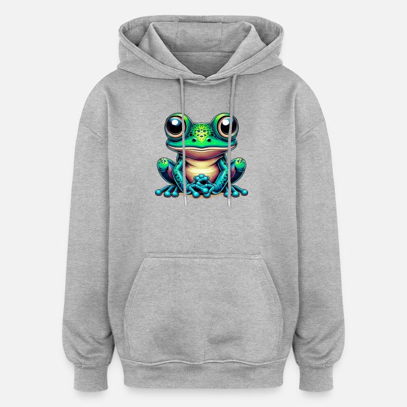 Grenouille - Sweat à capuche oversize unisexe - gris chiné