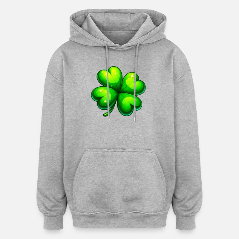 Vierblättriges Kleeblatt - Oversized Unisex Hoodie - Grau meliert