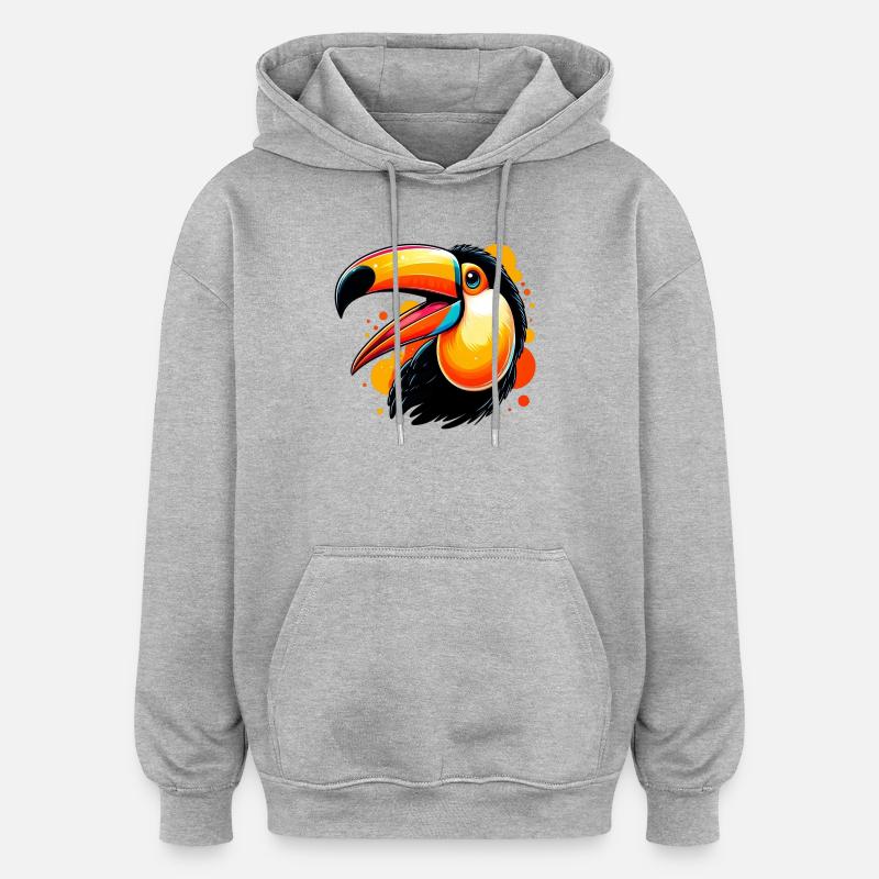 Toucan - Sweat à capuche oversize unisexe - gris chiné