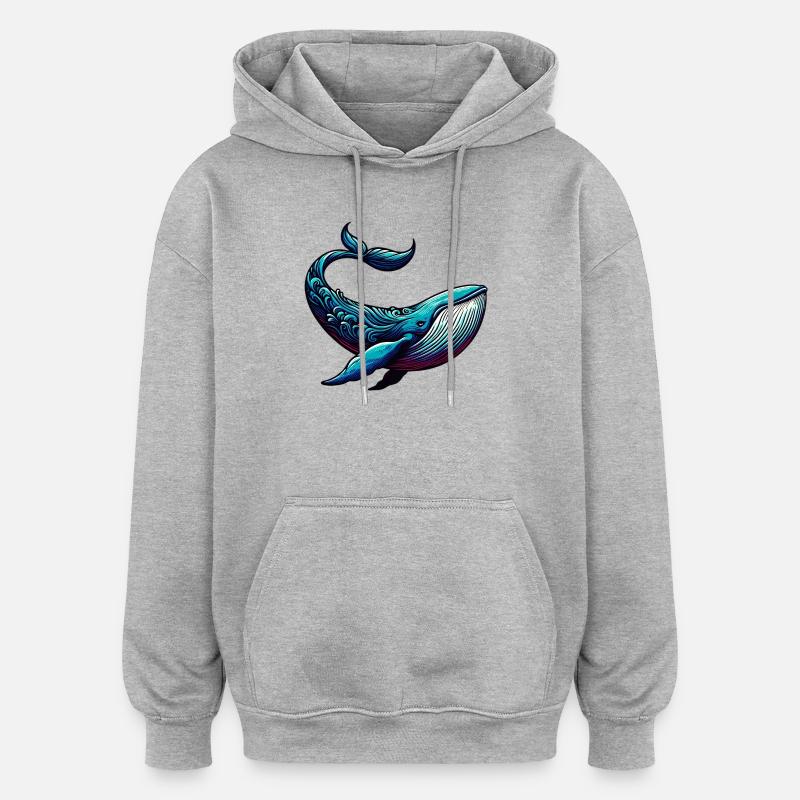 Baleine - Sweat à capuche oversize unisexe - gris chiné