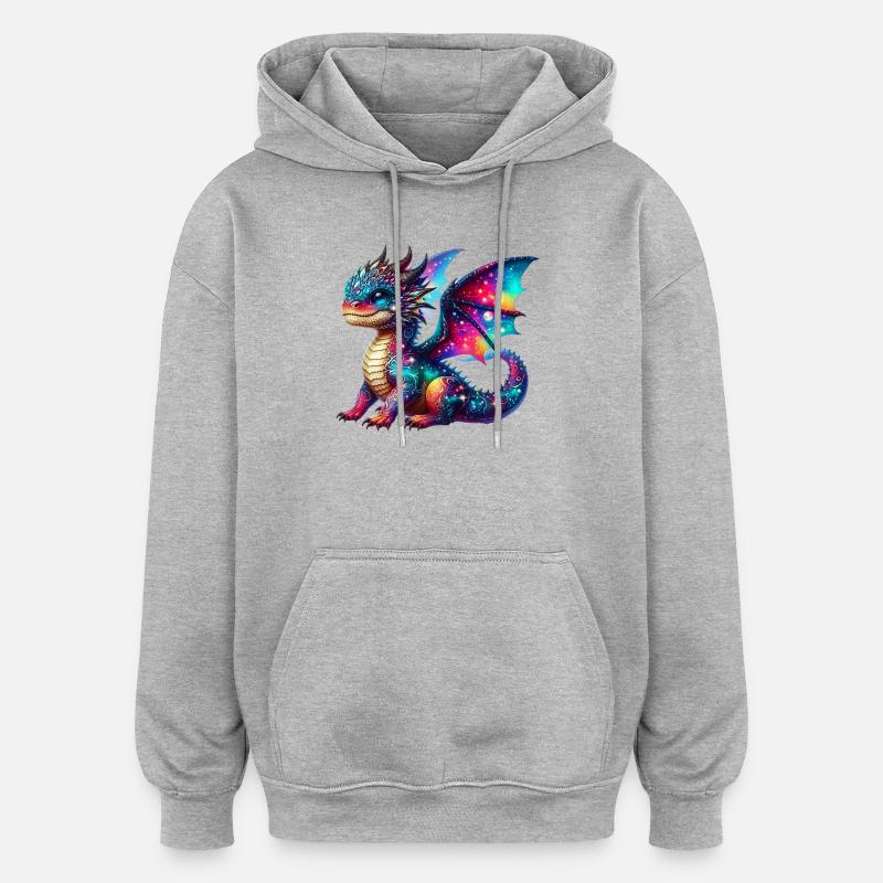 Dragon - Sweat à capuche oversize unisexe - gris chiné