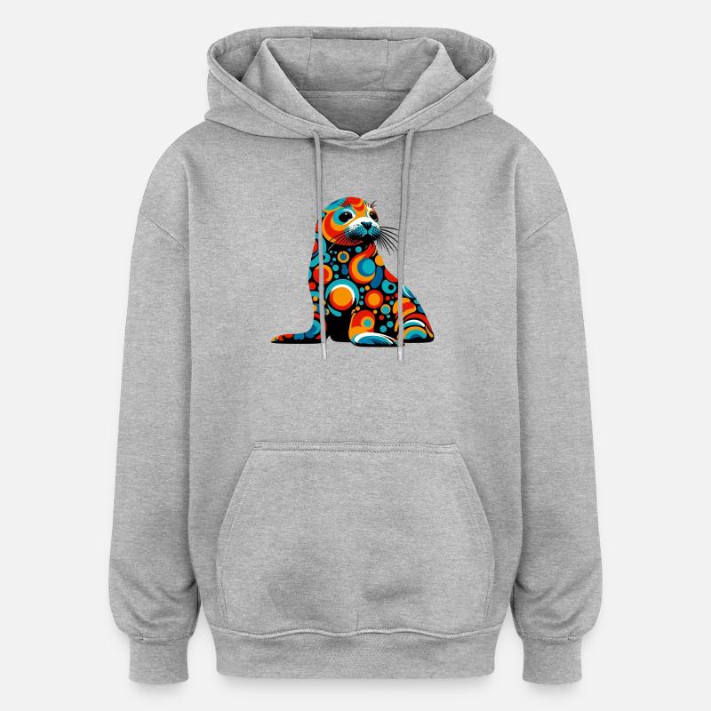 Phoque - Sweat à capuche oversize unisexe - gris chiné