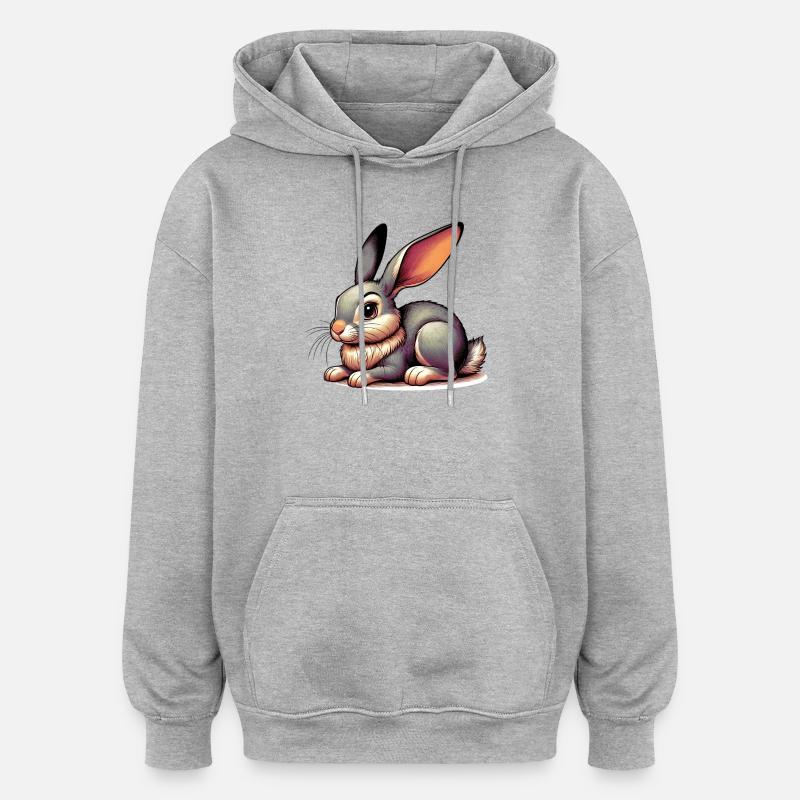 Lapin - Sweat à capuche oversize unisexe - gris chiné