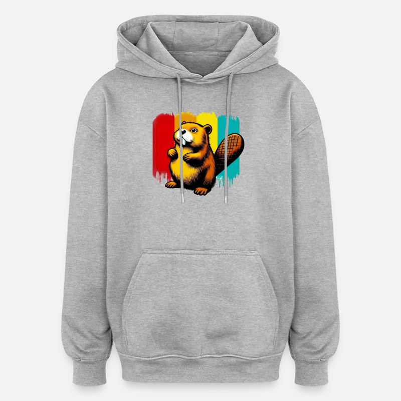 Castor - Sweat à capuche oversize unisexe - gris chiné