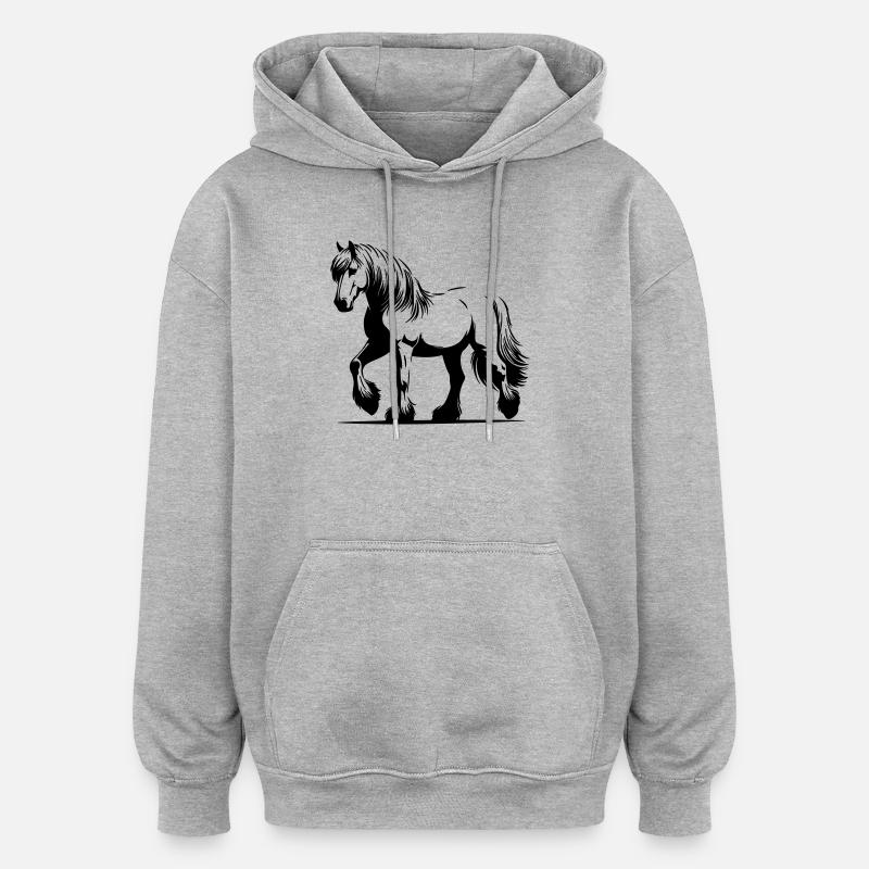 Pferd Haflinger - Oversized Unisex Hoodie - Grau meliert