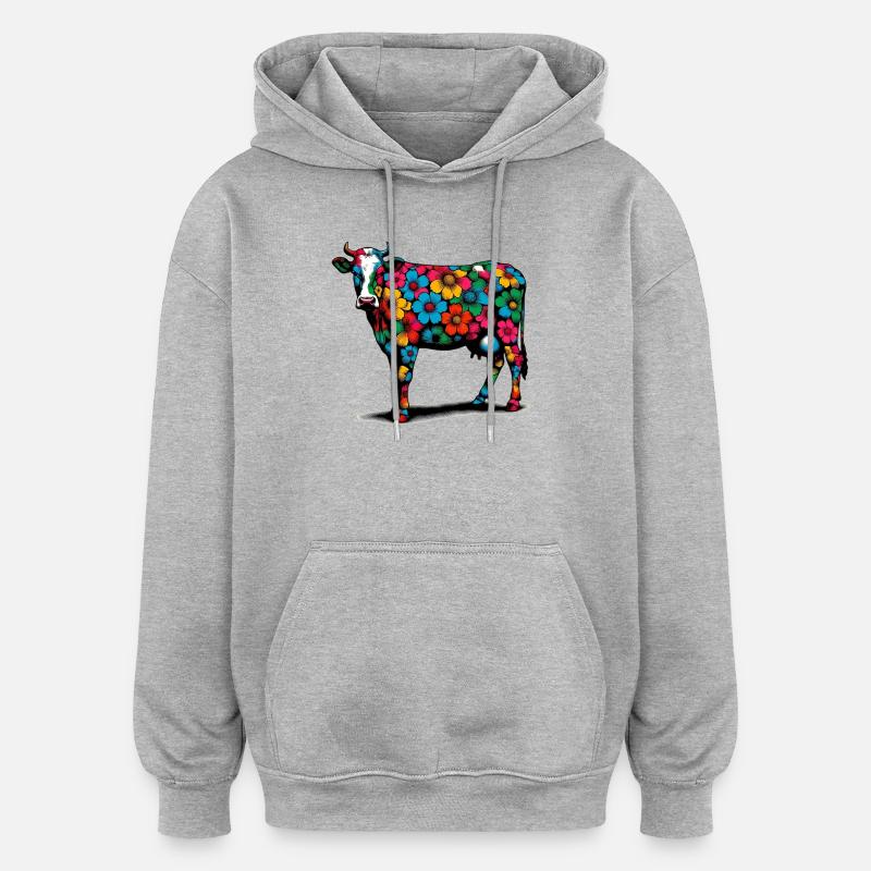 Vache - Sweat à capuche oversize unisexe - gris chiné