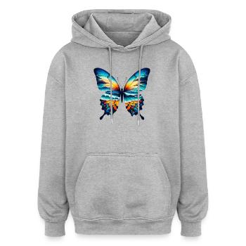 Papillon - Sweat à capuche oversize unisexe - gris chiné - Devant - Noah (186cm)