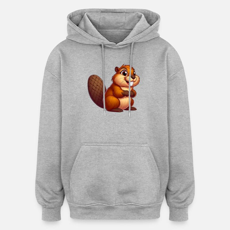 Castor - Sweat à capuche oversize unisexe - gris chiné