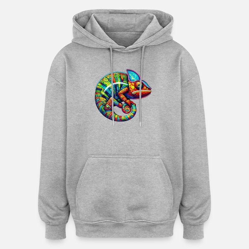 Caméléon - Sweat à capuche oversize unisexe - gris chiné