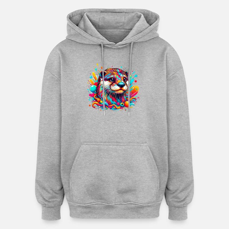 Loutre - Sweat à capuche oversize unisexe - gris chiné