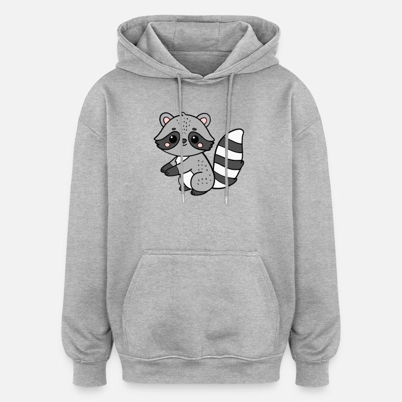 Waschbär - Oversized Unisex Hoodie - Grau meliert