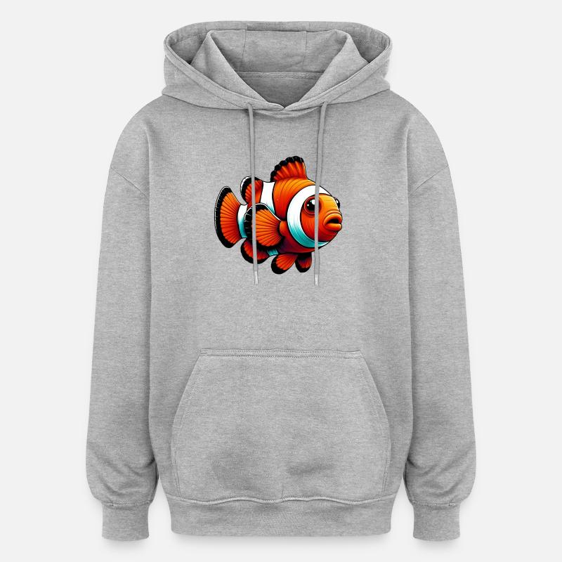 Clownfisch - Oversized Unisex Hoodie - Grau meliert
