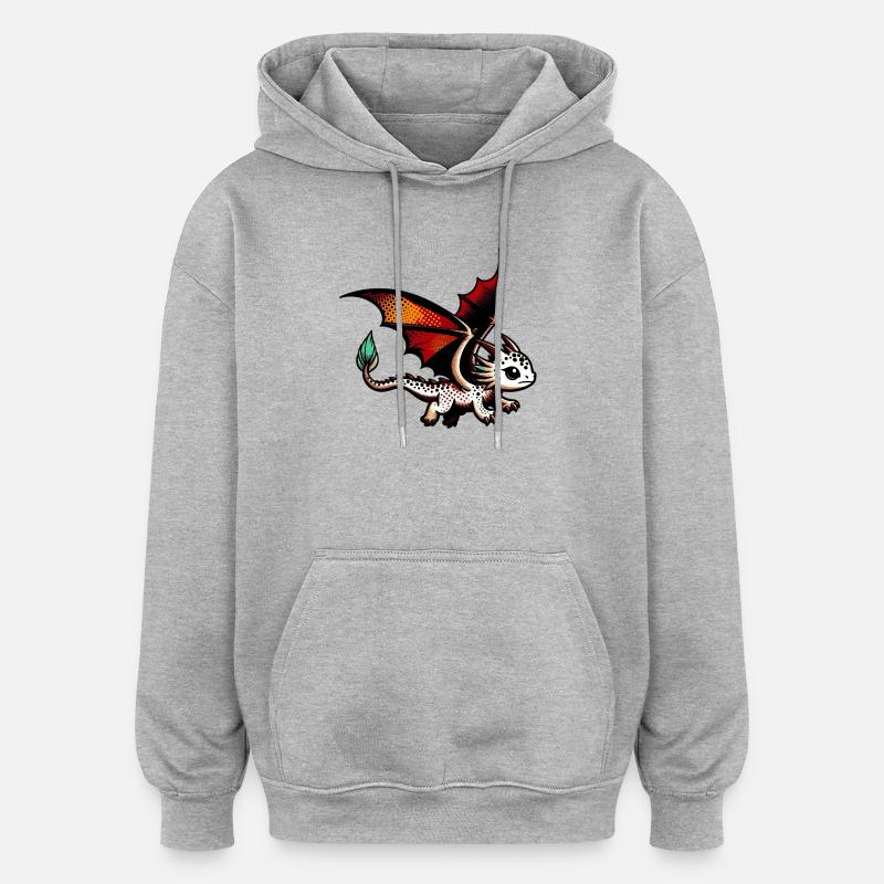 Dragon - Sweat à capuche oversize unisexe - gris chiné