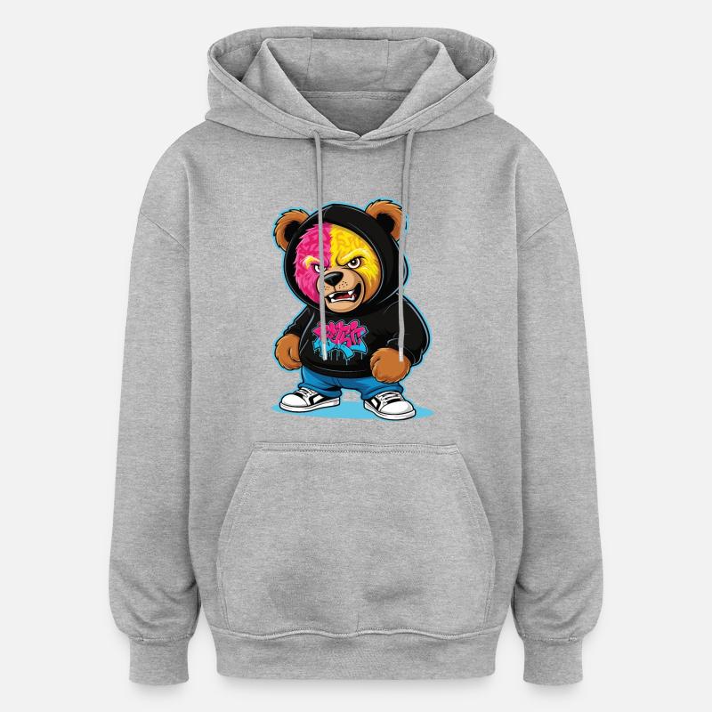 Grummelige Bär - Oversized Unisex Hoodie - Grau meliert