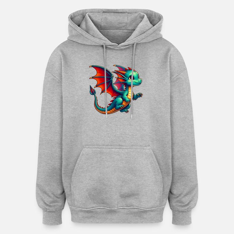 Dragon - Sweat à capuche oversize unisexe - gris chiné