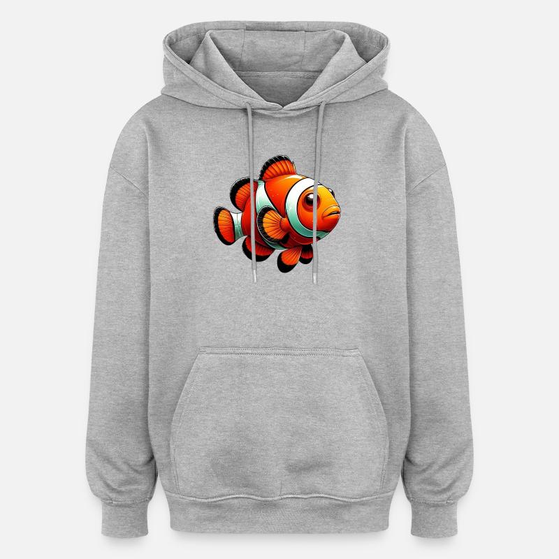 Poisson-clown - Sweat à capuche oversize unisexe - gris chiné